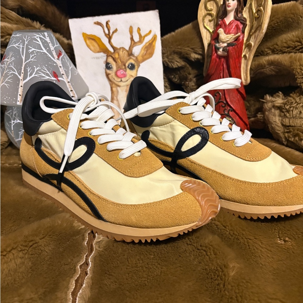 Loewe Cream and Tan Sneakers
